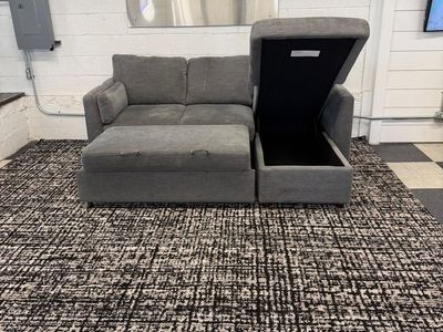 COSTCO LUKE FABRIC SLEEPER SOFA W/ REVERSIBLE STORAGE CHAISE, GRAY!!