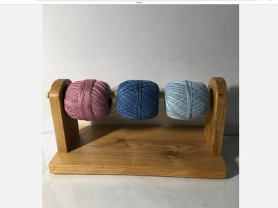 BOBBIN YARN HOLDER - HOLDS 3 BOBBINS (10 1/4" L)WOOD AND METAL SPIN CROCHET KNIT