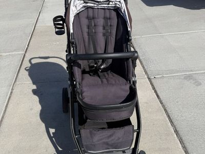 Mockingbird Single-to-Double Stroller - Black with Geometric Canopy.