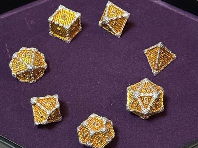 Gold & Silver Metal Dice Set - 7-Piece D&D RPG Dice