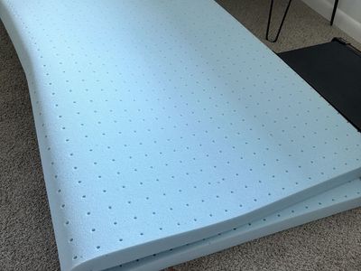 Light Blue California King Size Memory Foam Mattress Topper with Ventilation Holes