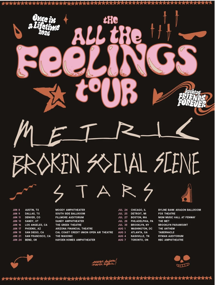 2 General Admission Tickets - Metric, Broken Social Scene, Stars - Sandy Amphitheater Jun 13, 2026