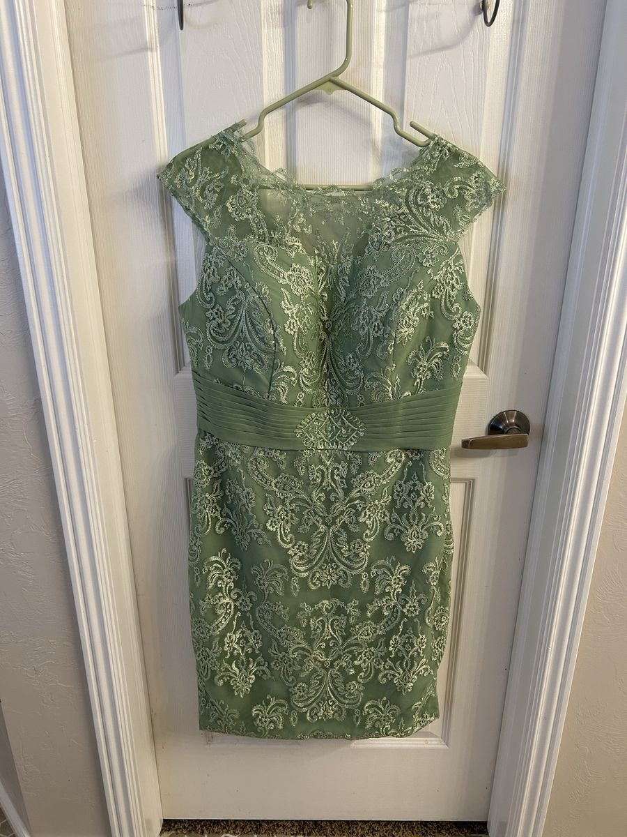 Formal Sage Tea Length Dress With Jacket