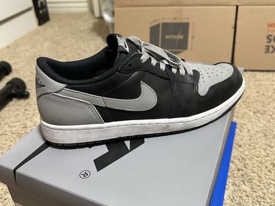 Nike Air Jordan 1 Low Black Grey White Men's Shoes Size 10 Casual Sneakers - used