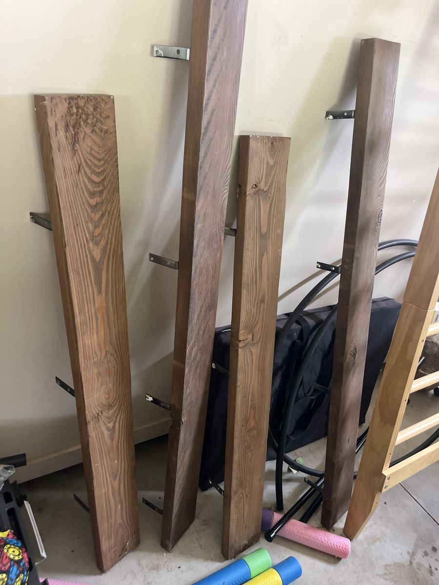 Stained Wood shelves with mounting hardware 