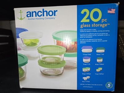 Anchor Hocking Glass Food Storage Containers with SnugFit Lids, 20 Piece Set