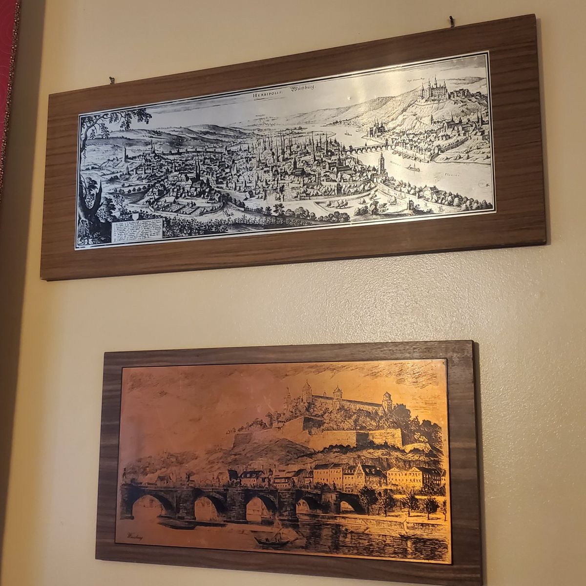 Vintage Framed Würzburg Germany Cityscape Artwork and Museum Poster Set