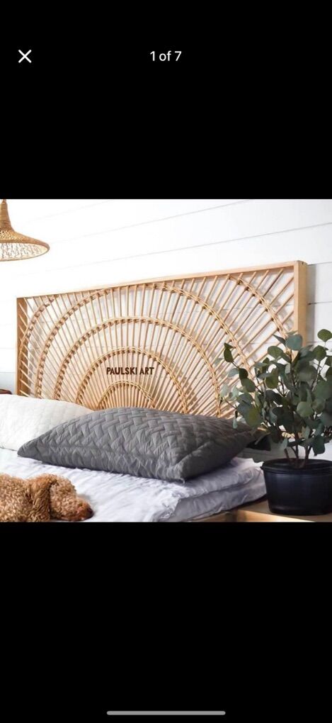 Boho Rattan Headboard - Queen