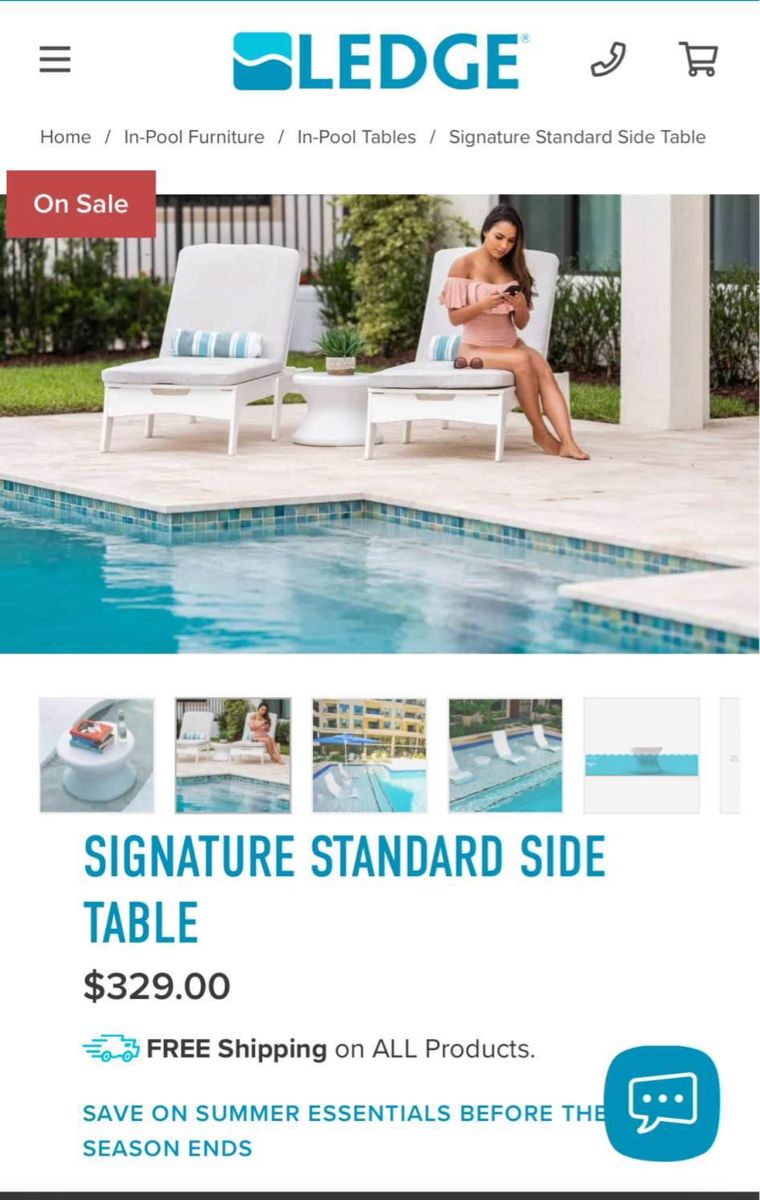 Ledge dual umbrella base for pool and side table
