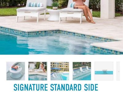 Ledge dual umbrella base for pool and side table