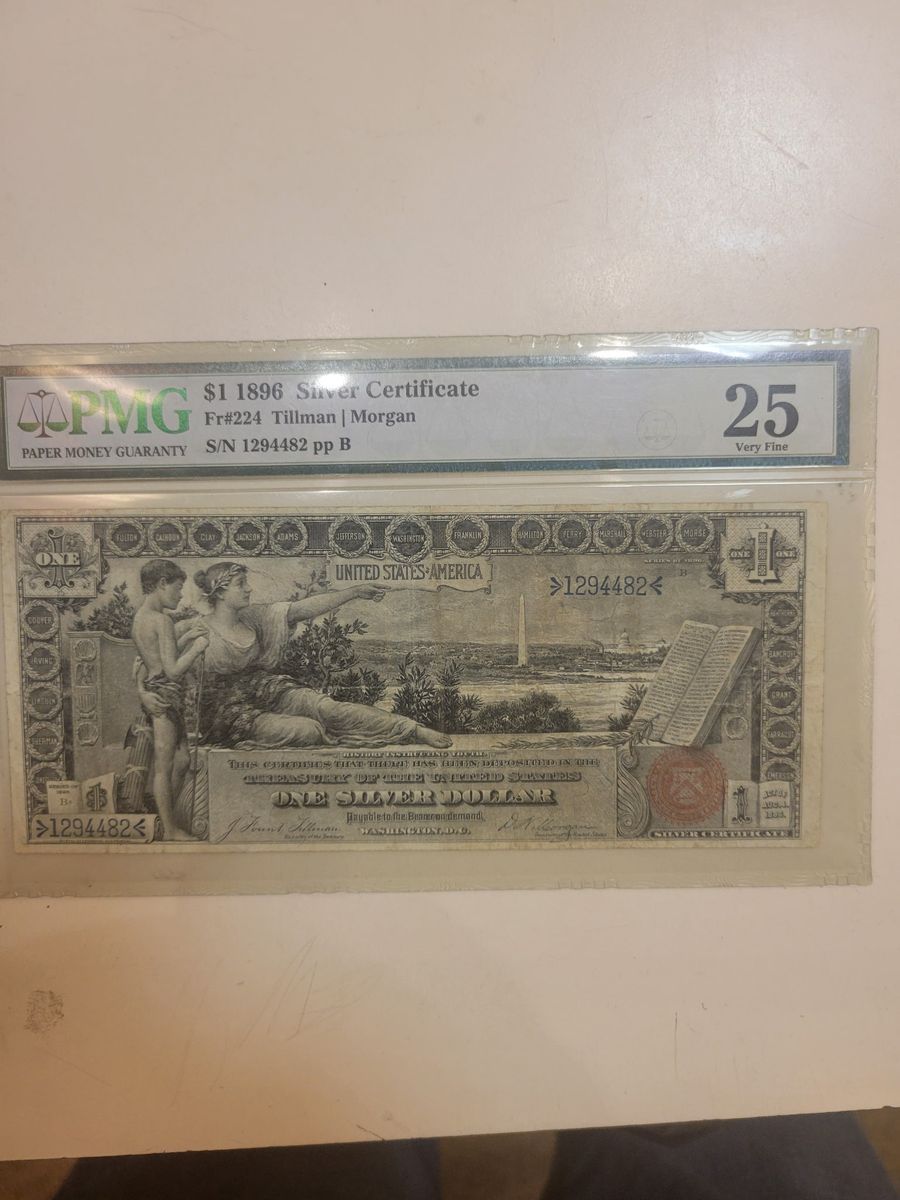 Graded 1896 $5, $2 & $1 Silver Certificates READ - PMG/PCGS15 & 25