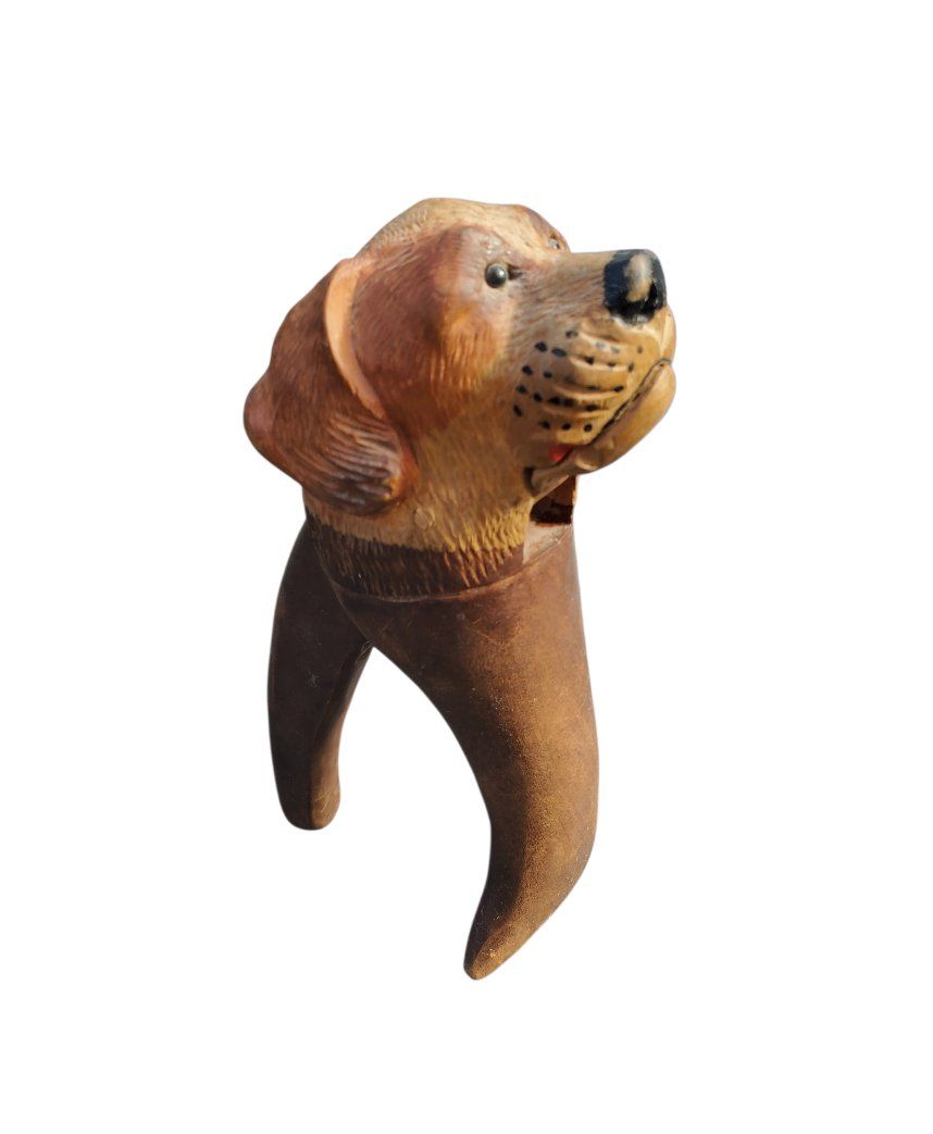 Antique Dog Carved Wood Nutcracker