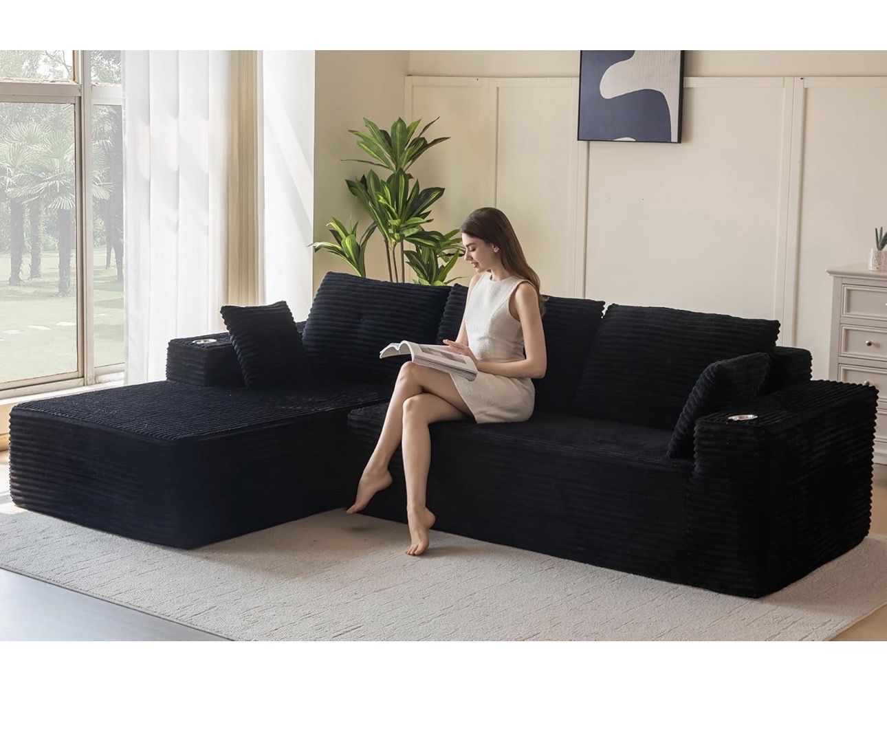 NEW MAXYOYO 104" Modular Sectional Couch with L-Shape Chaise, Modern Boneless Couch for Living Room, Sofa in A Box