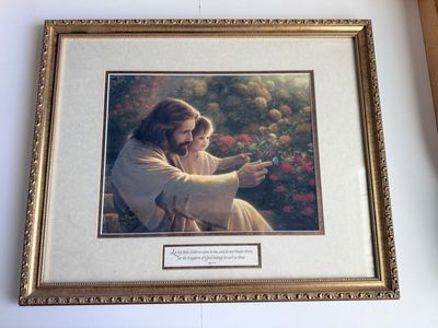 Signed Greg Olsen Precious In His Sight Framed Picture Christ LDS