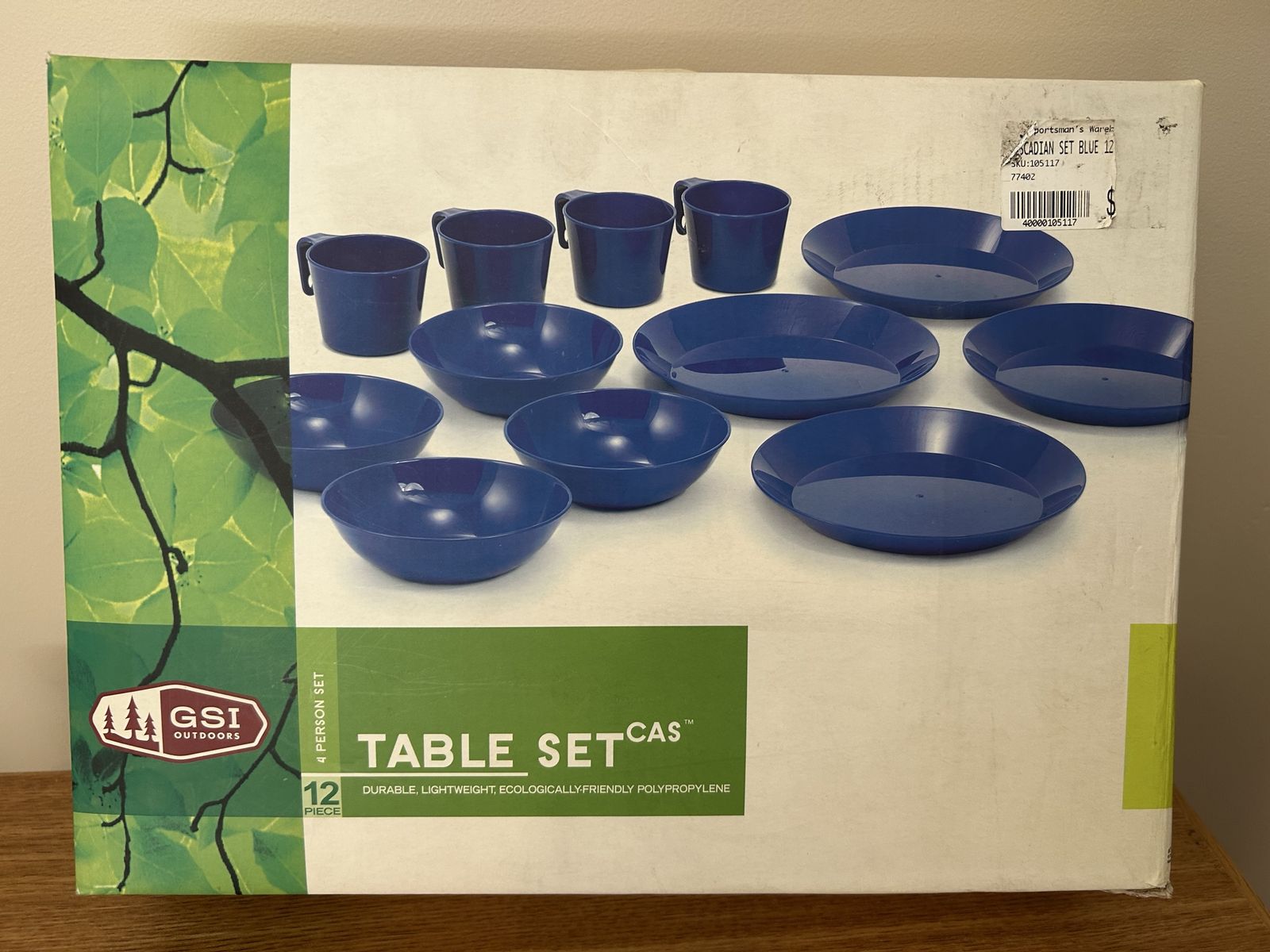 Vintage GSI Outdoors 4-Person Table Set Blue 12 Pieces Durable Lightweight Polypropylene Dinnerware