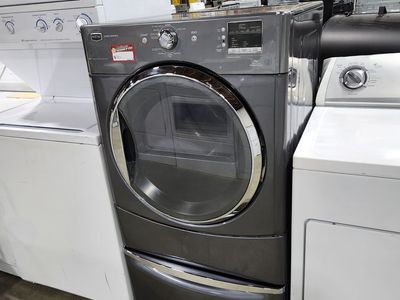 Maytag 2000 Series Front Load Dryer with Pedestal Drawer - Dark Metallic Gray