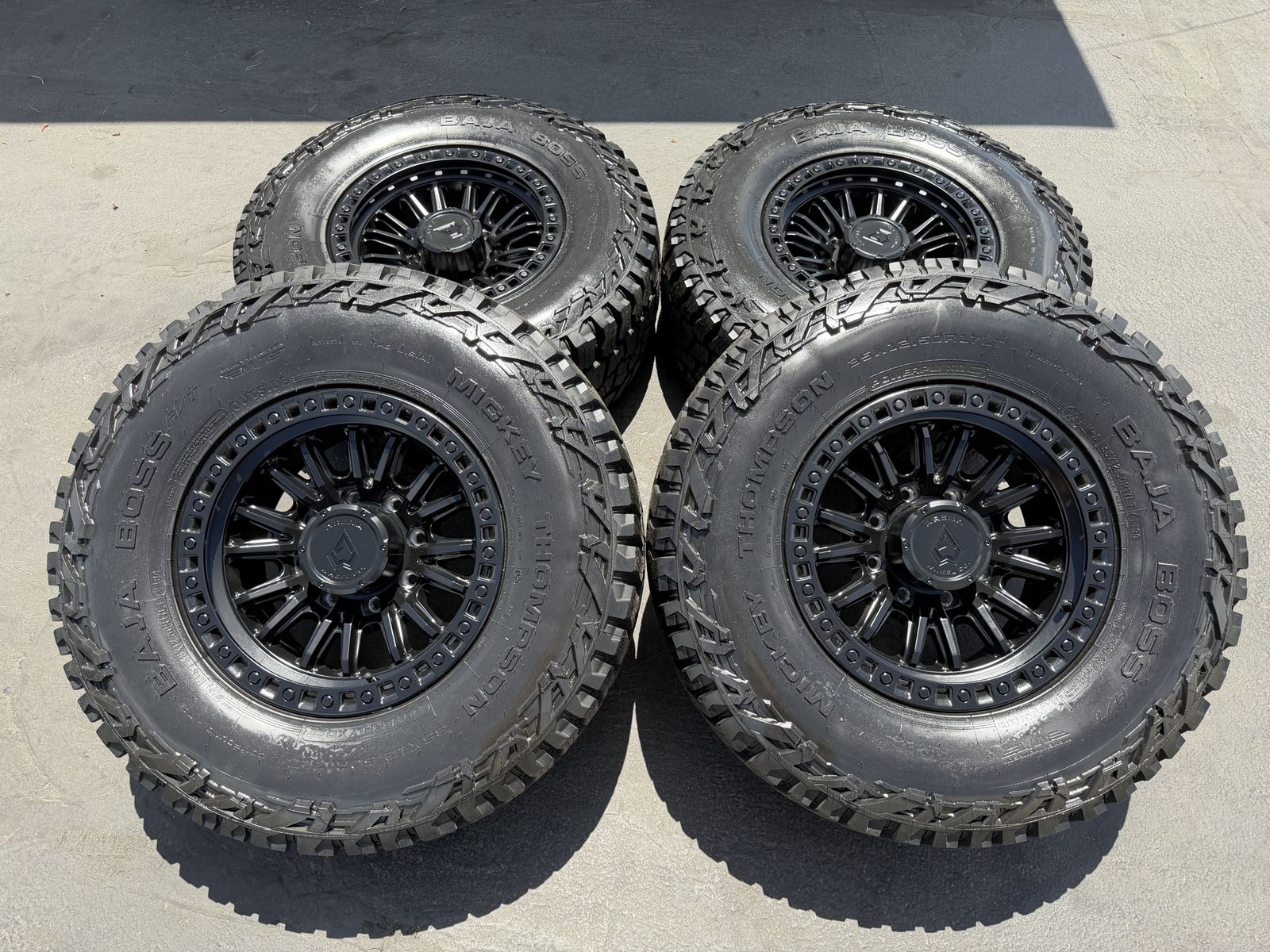 New 35x12.50r17 Mickey Thompson Baja Boss AT Black Arena Mission 8x170 Ford F250 F350 Superduty Powerstroke Wheels and Tires 8