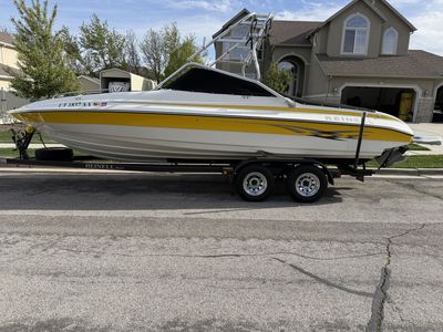 2002 Reinell 240 BR Boat and Metal Craft Trailer for sale.