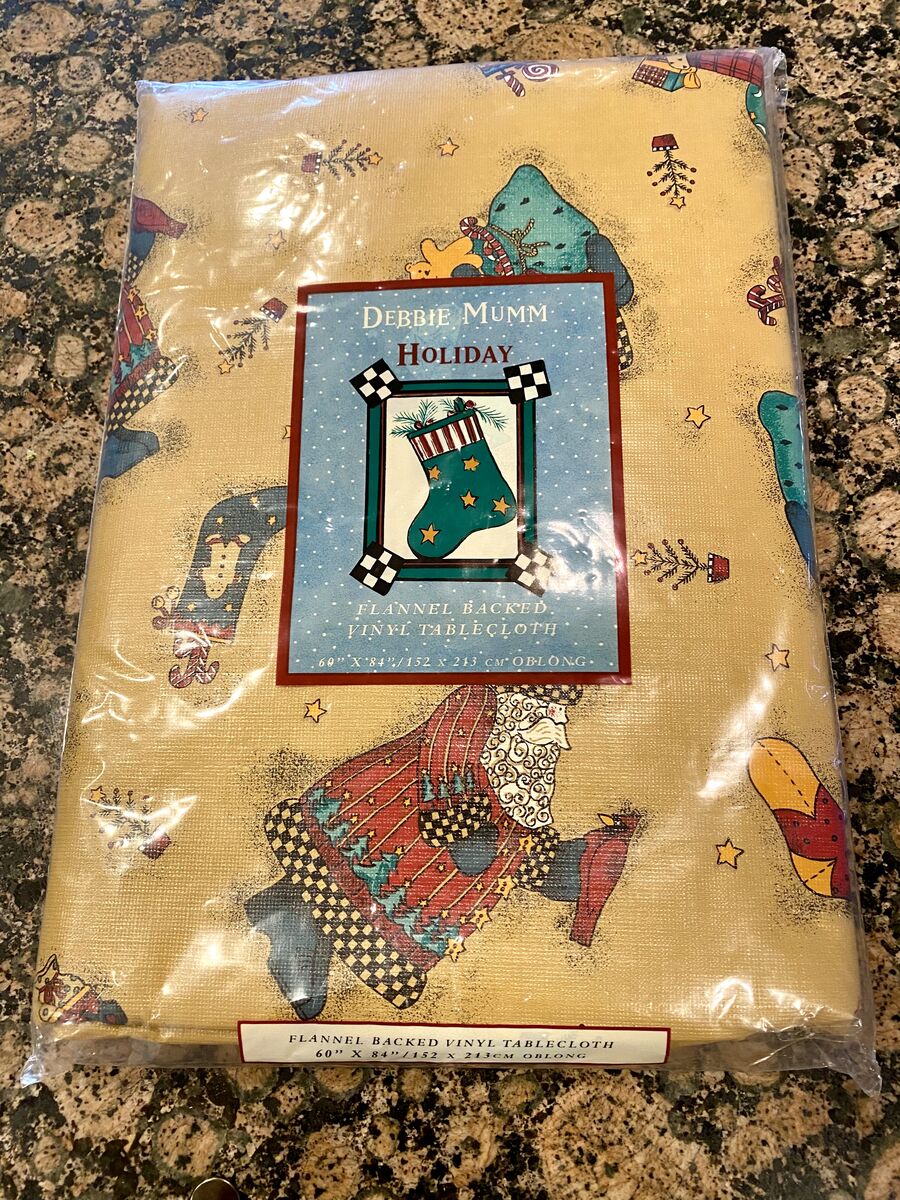 NEW - Flannel Backed Vinyl HOLIDAY Table Cloth - SIZE 60x84 - Easy To Clean Protects Surface - C PIX
