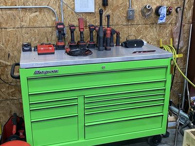 Snap on 55” toolbox with stainless steel power top
