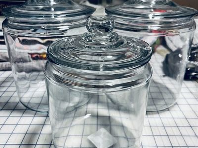 3 matching glass display jars with lids