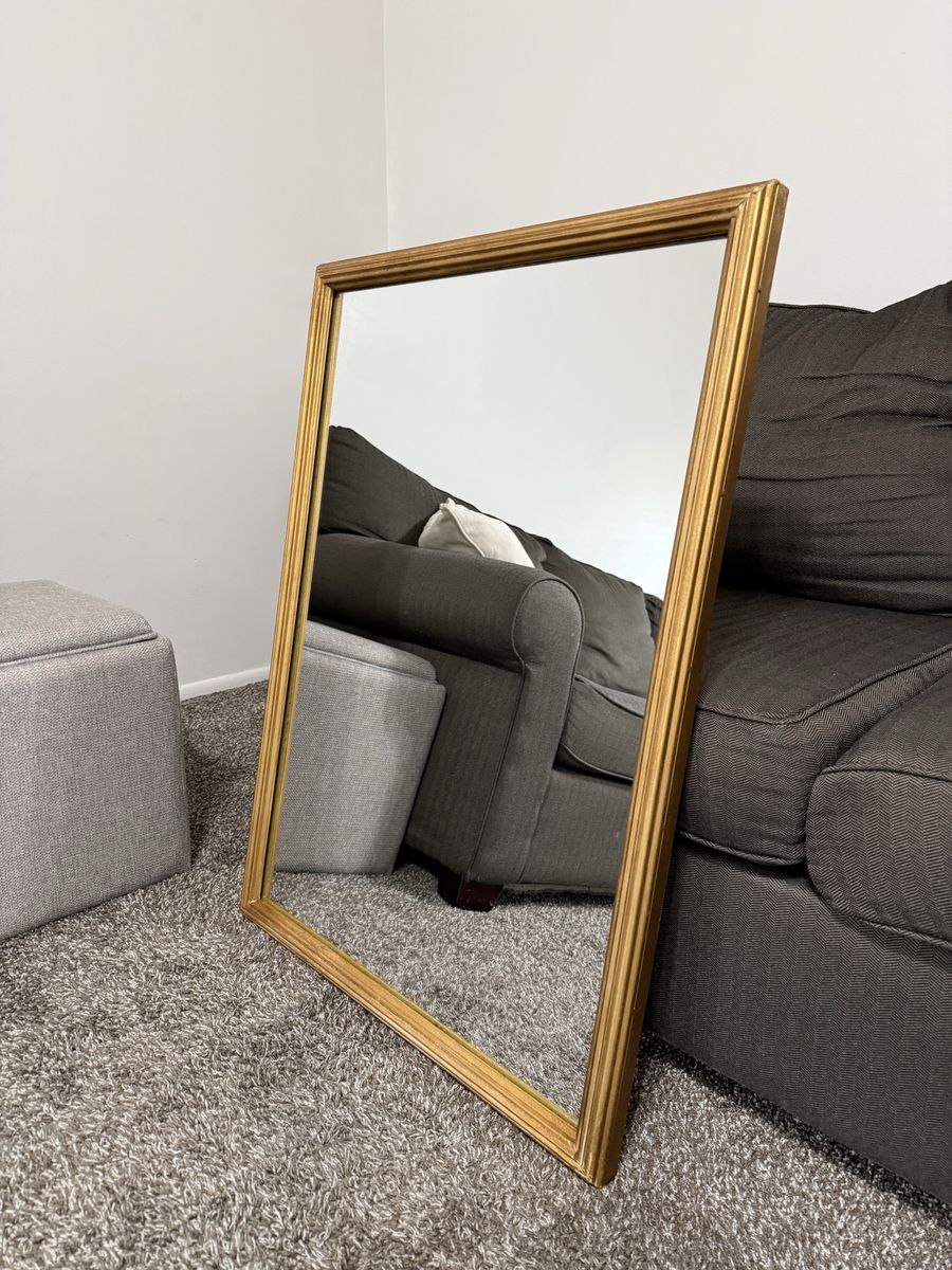Large Rectangular Gold Framed Wall Mirror