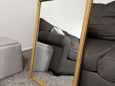 Large Rectangular Gold Framed Wall Mirror