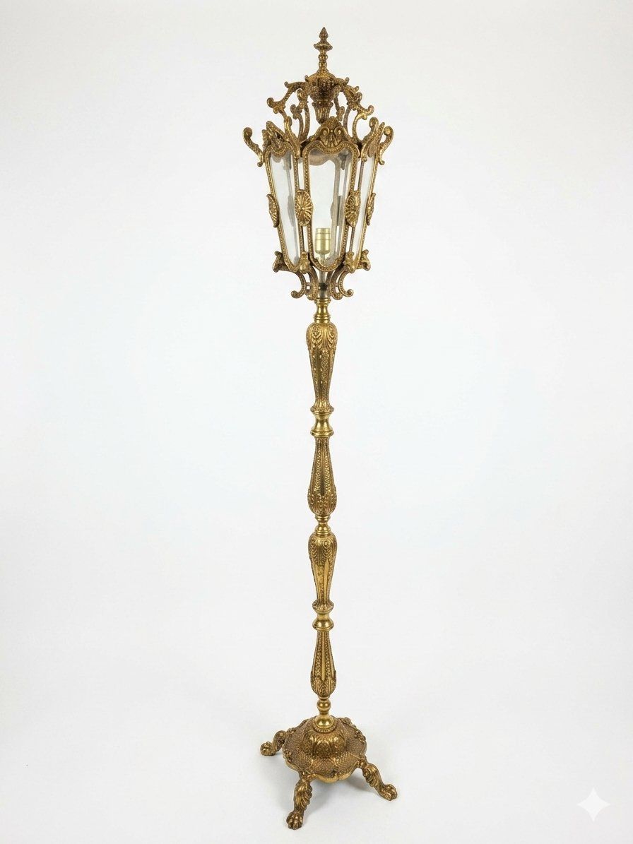 Vintage Brass Intricate Floor Lamp
