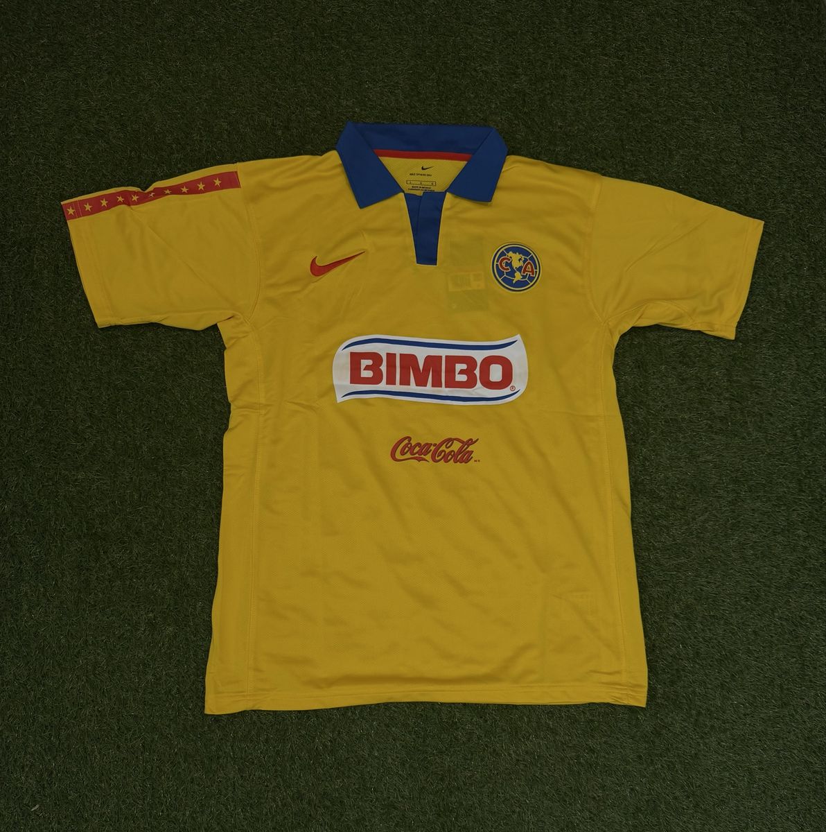Nike Club America BIMBO Corona Soccer Jersey Yellow Blue Men's Size L