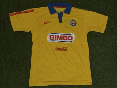 Nike Club America BIMBO Corona Soccer Jersey Yellow Blue Men's Size L