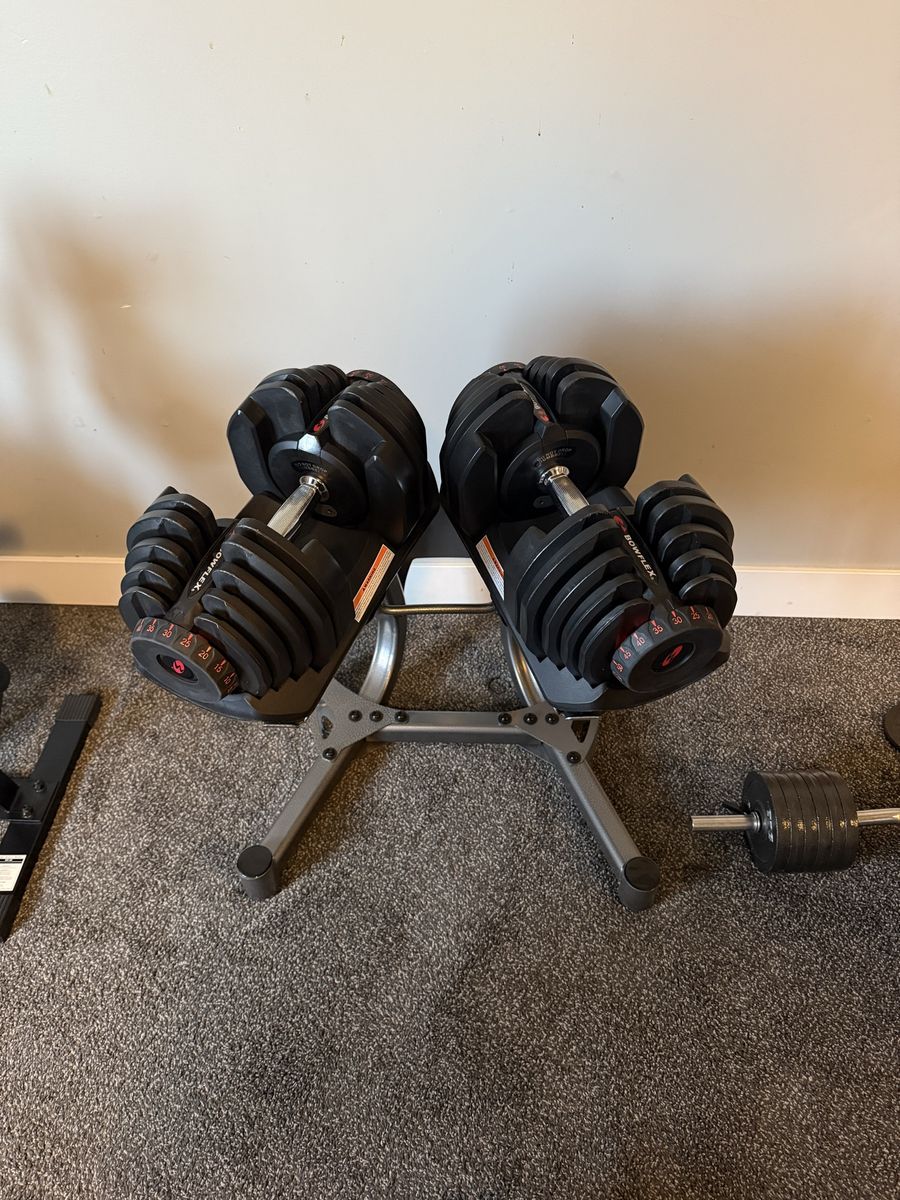 Bowflex 1090 Adjustable Dumbbells with Stand - Pair, 10-90lbs