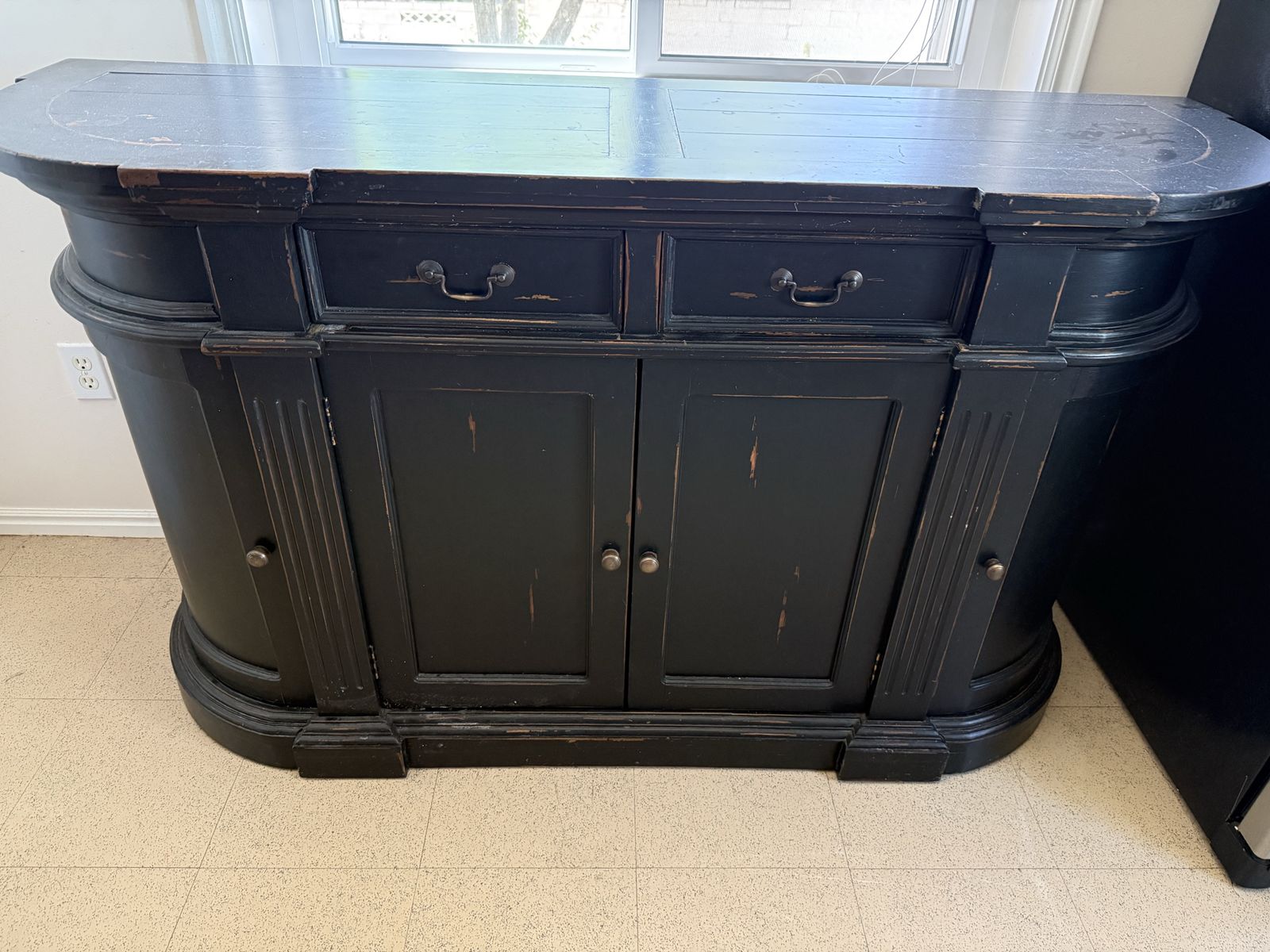 Black Distressed Buffet / Sideboard Cabinet