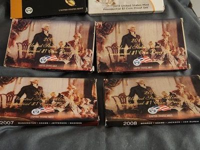 US Mint Presidential $1 Coin Proof Sets: 2007-2011, 2013-2015 - Complete Collection