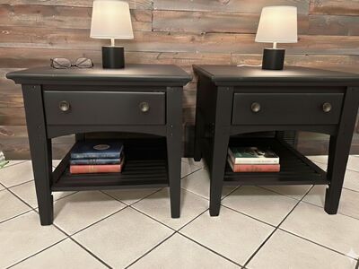 Set Of Two Black Nightstands
