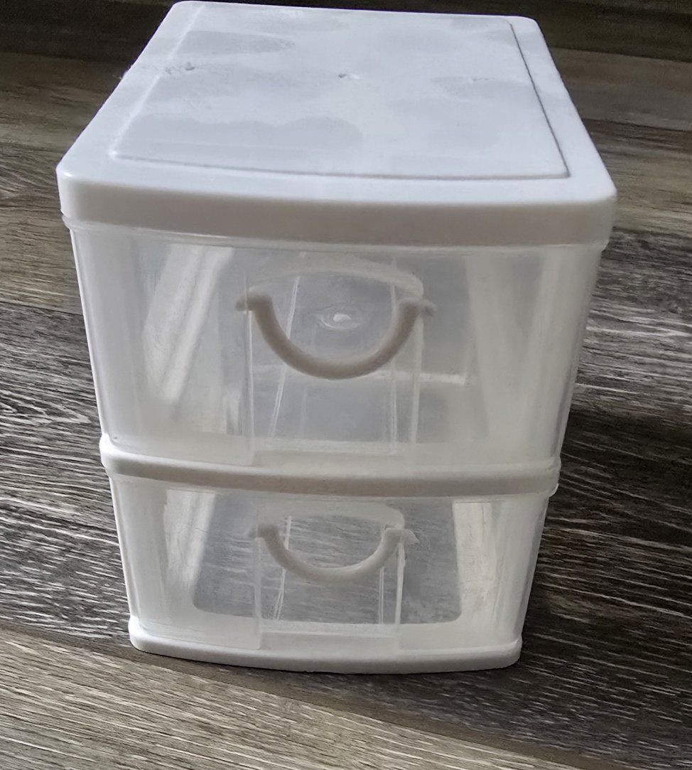 Clear 2-Drawer Mini Desk Organizer, Stackable Storage Container