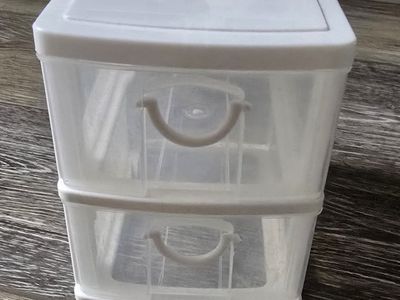 Clear 2-Drawer Mini Desk Organizer, Stackable Storage Container