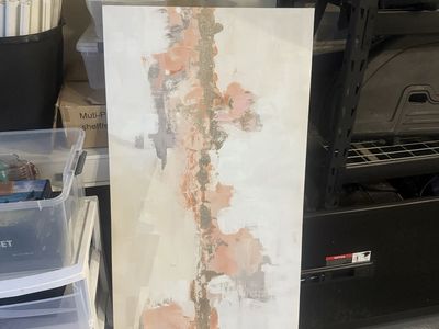 Abstract Canvas Wall Art Painting, Pink, Gray & Gold, 24"x56"