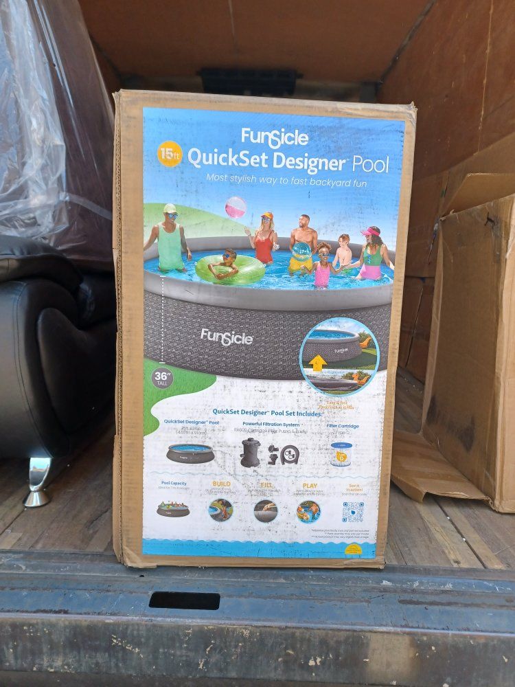 Funsicle QuickSet Designer Pool 15ft x 36in Inflatable Above Ground Pool Set with Filter Pump