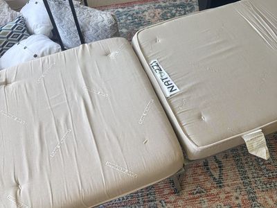 Red fold out twin bed/ottoman