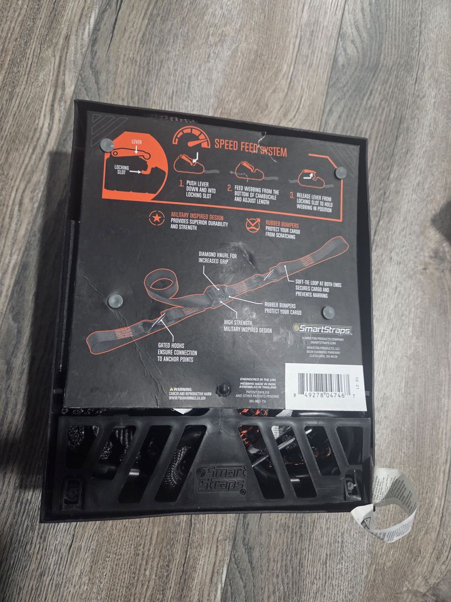 8 ft Gray Tactical Cambuckle Tie Down Straps with 700 lb. Safe Work Load - 2 pack