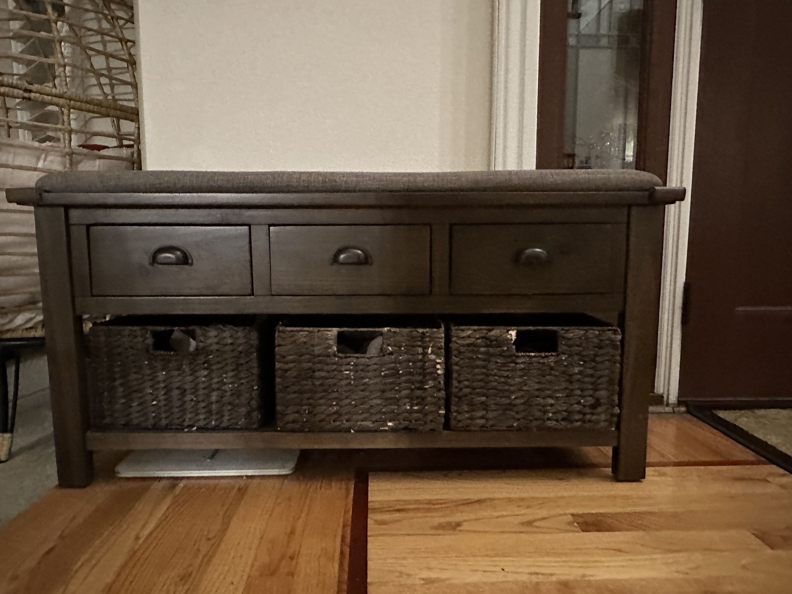 Entryway Bench with Storage Baskets and Drawers