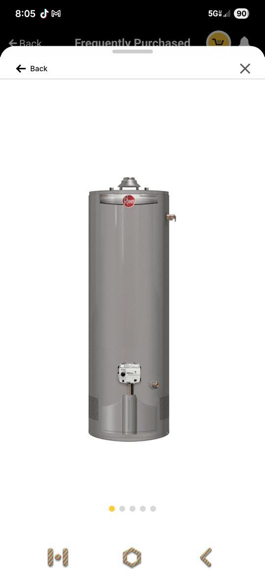 Rheem 40 gallon tall natural gas