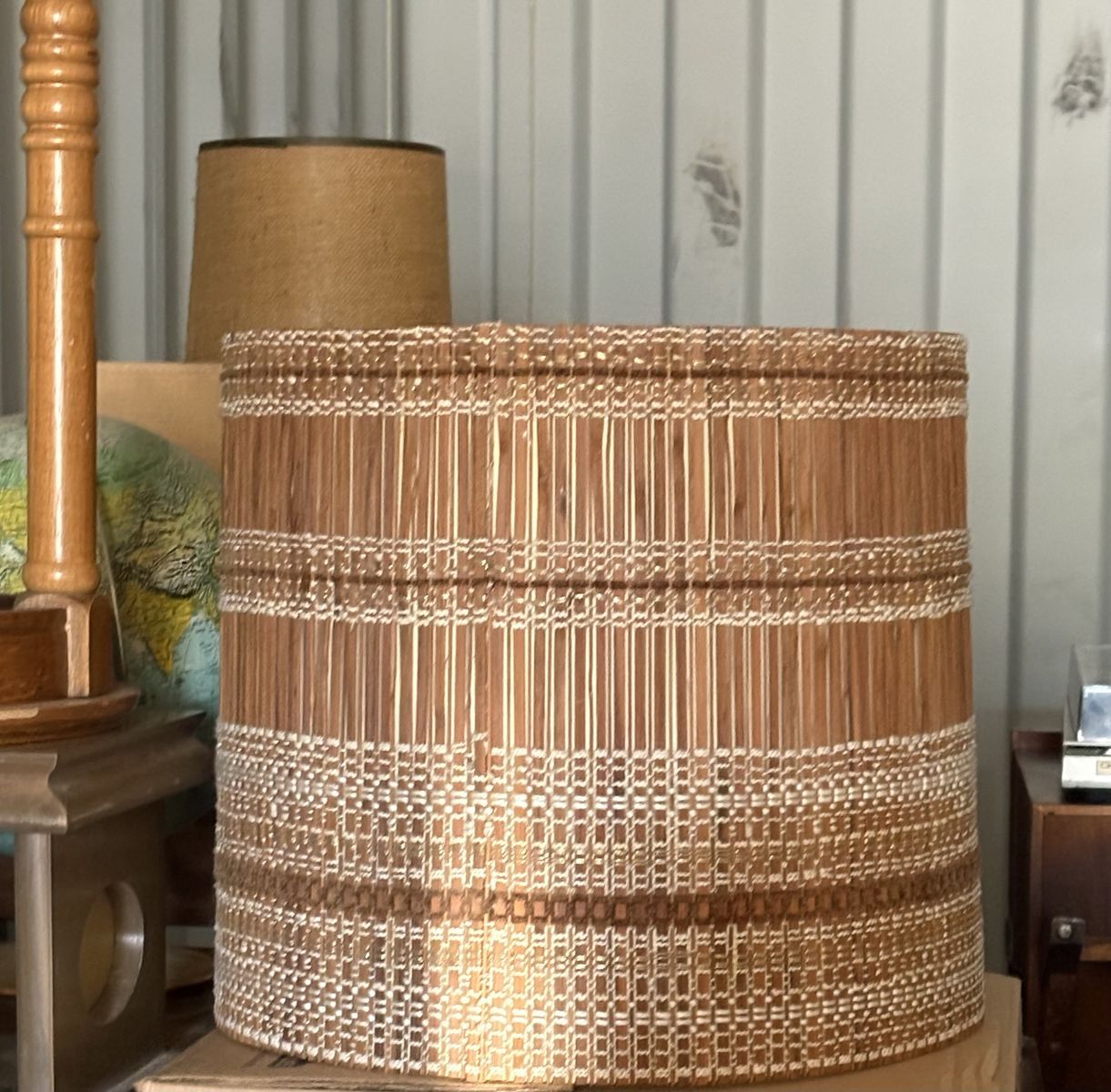 Beautiful, Maria Kipp Mid Century Modern woven lampshades. Vintage MCM