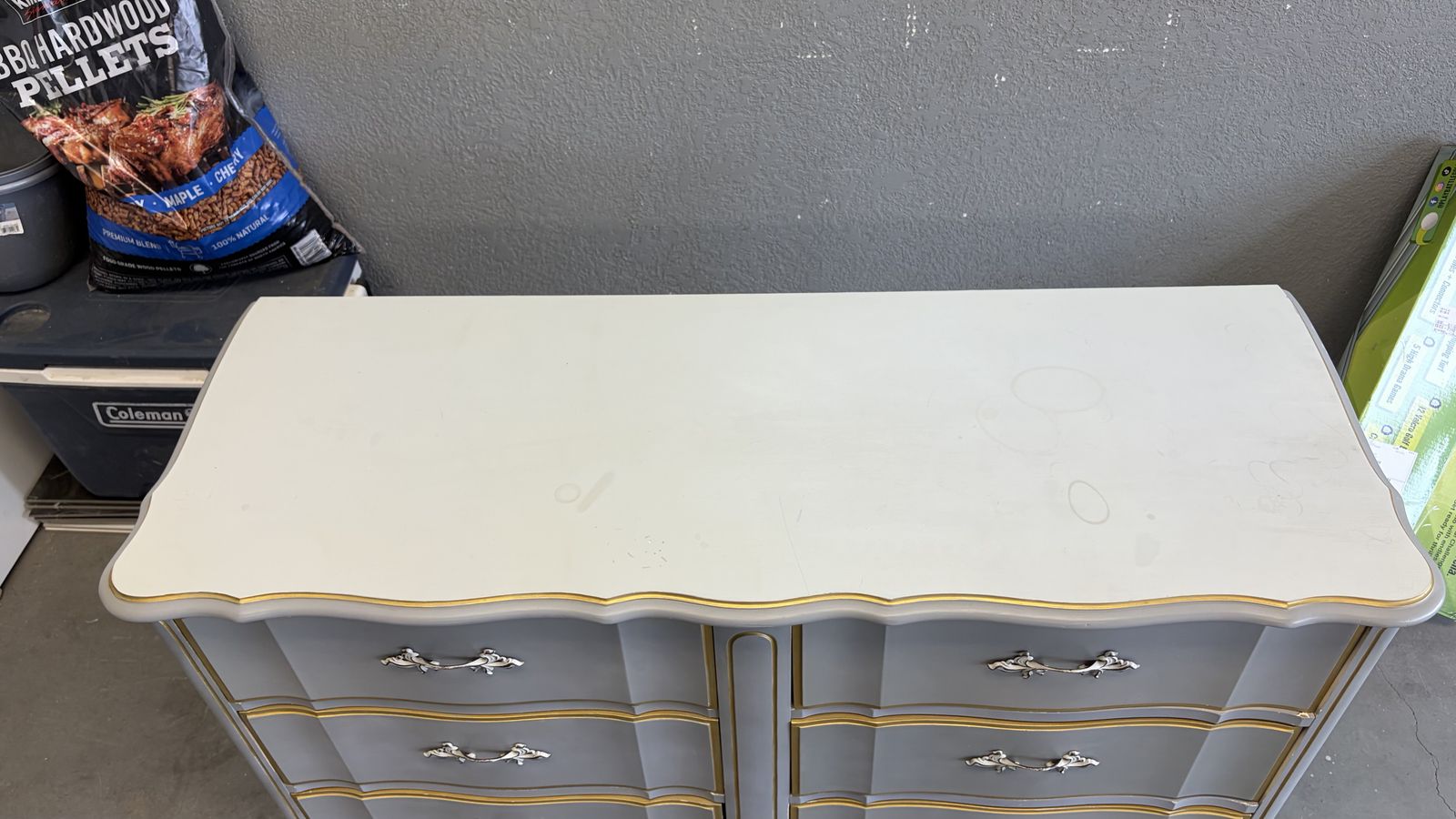 Dixie wooden antique dresser painted gray