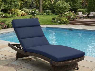 Chaise lounges 4 of them. Includes 4 lounge and four navy cushions
