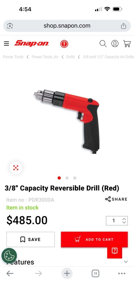 Snap On 3/8 Reversible Drill