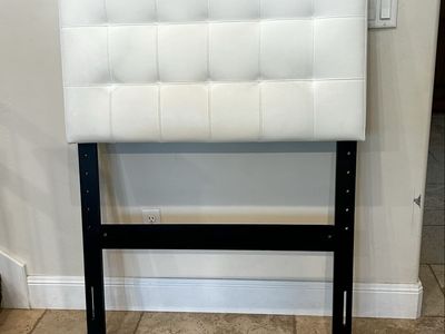 White Twin Leather Button Tufted Headboard