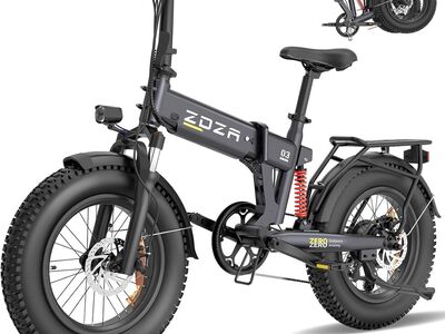 ZDZA ZA03 Electric Bike for adults. 20" Folding Step Thru Ebike. 750 watt Max Range 65 Miles. Front and Rear Suspension.