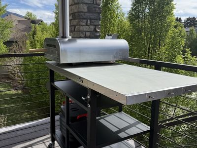 Bighorn Outdoor Pizza Oven with Cart - 16-inch Pizza Stone, Portable Stainless Steel Wood Fired. 18lb Traeger wood pellets incl