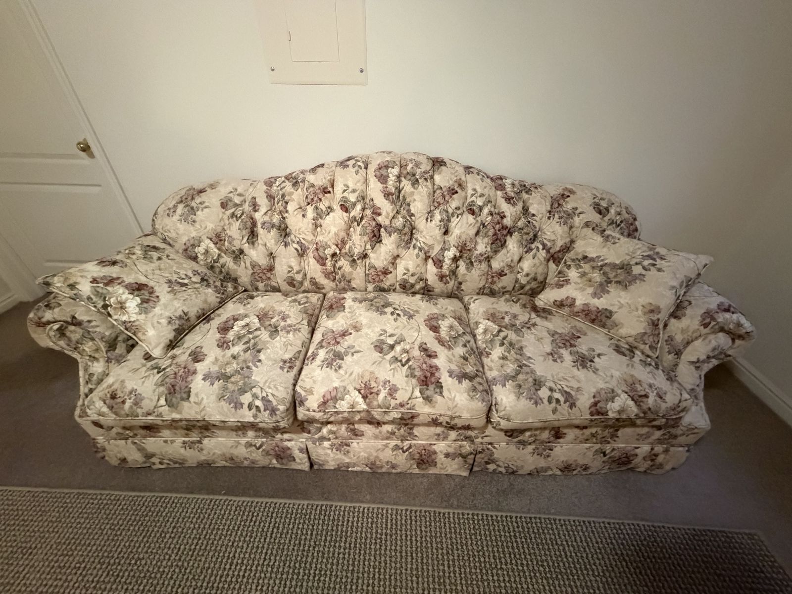 Floral Pattern 3-Seater Fabric Couch/Loveseat